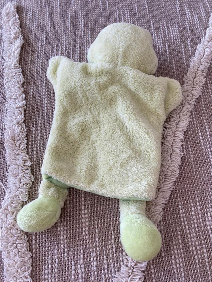 Peluche doudou marionnette 28cm Babynat grenouille crapaud vert très bon état - photo numéro 3