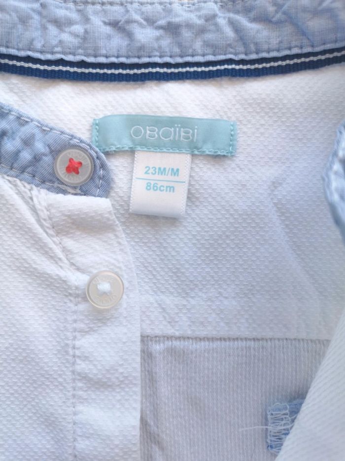 🌼Chemise garçon Obaïbi 2 ans col mao blanc chic - photo numéro 2