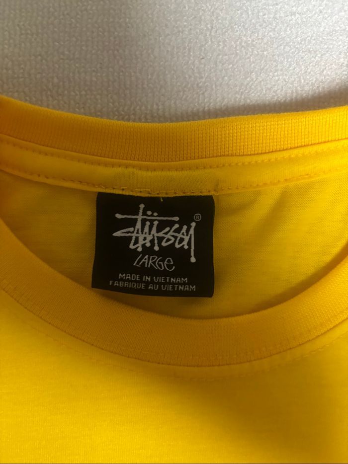 T-shirt Stussy Rework jaune logo imprimé taille L - photo numéro 6