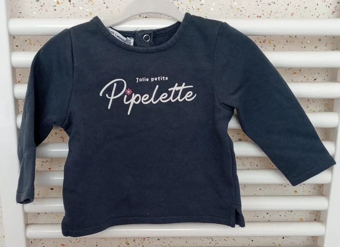 Sweat bleu marine imprimé blanc Fashion Private Company Taille 6 mois - photo numéro 2