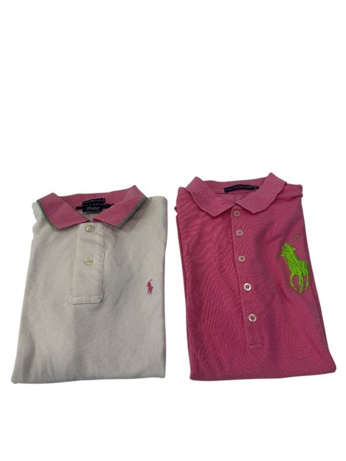 Lot 2 polos Ralph Lauren rose et blanc
