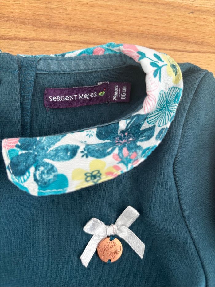 Robe 24m vert profond et col claudine fleuri - photo numéro 2
