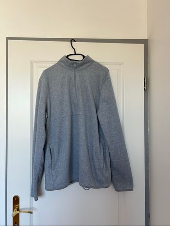 Pull Sweat polaire montant zippé gris homme taille L In extenso