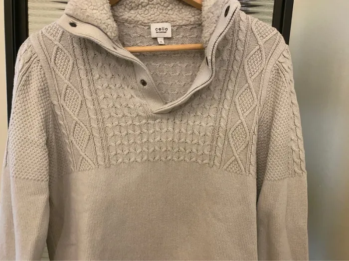 Pull demi saison avec coton gris clair Celio taille M - photo numéro 2