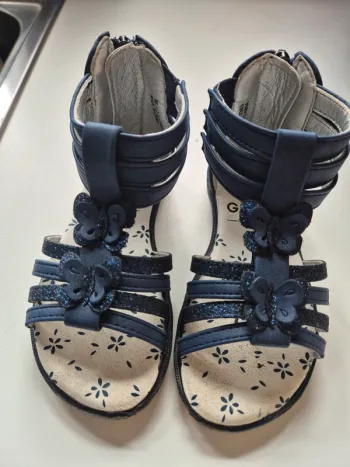 Sandales bleue papillon paillette