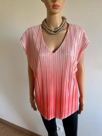 Blouse plissée rose et corail à manches courtes taille 44 jamais portée