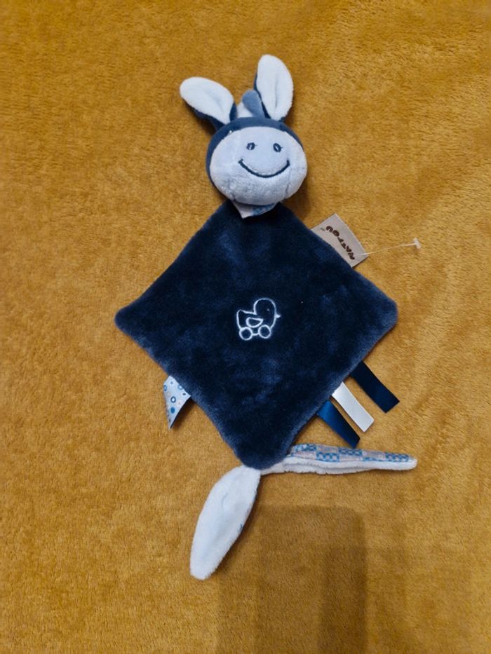Doudou âne plat losange bleu Alex