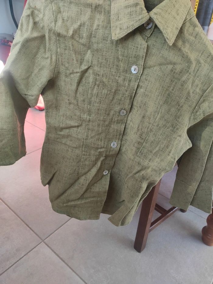 Ensemble  tailleur veste et jupe en lin - photo numéro 3