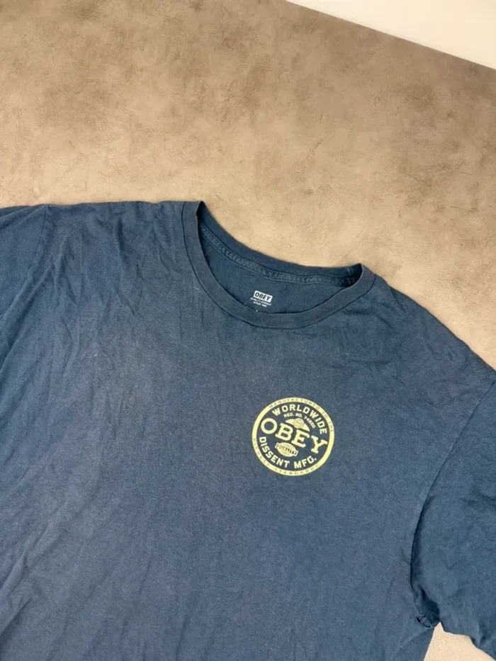 T-shirt Obey Bleu Marine Taille L - photo numéro 3