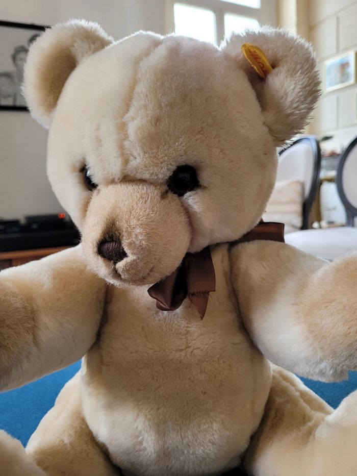 Grand Ours collection articulé Steiff 45cm beige miel noeud marron peluche traditionnelle - photo numéro 4