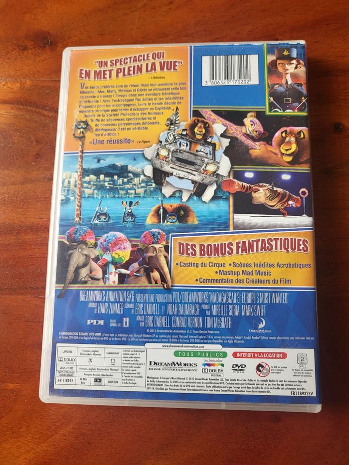 Dvd Madagascar 3 - photo numéro 2