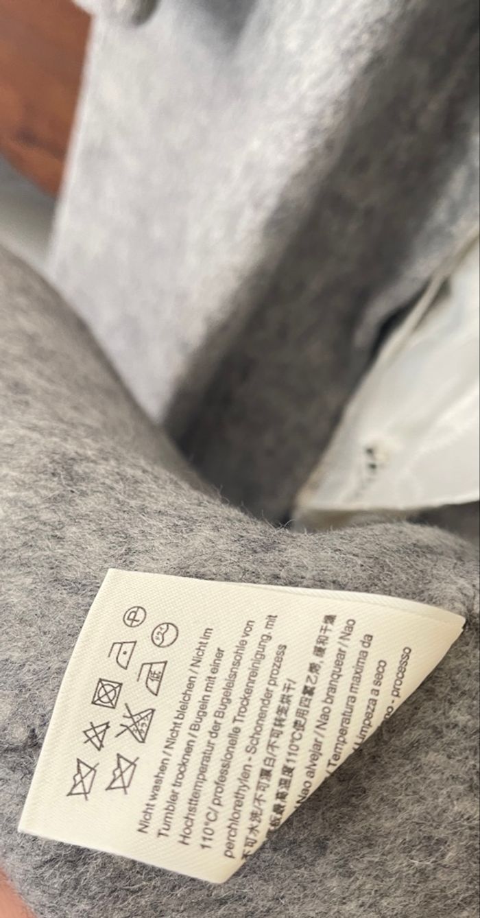 Manteau en 100% laine , gris col V , manches longues - photo numéro 8