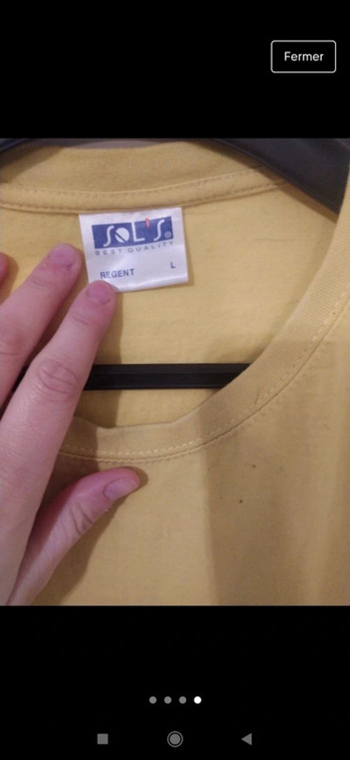 T-shirt coton jaune taille L handball féminin vintage - photo numéro 2