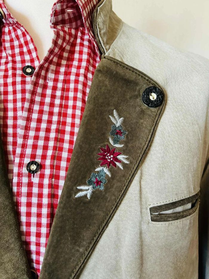 🌿Blazer homme en daim avec broderie 54/XL Trachten cottagecore Oktoberfest Suede leather blazer🌿 - photo numéro 9
