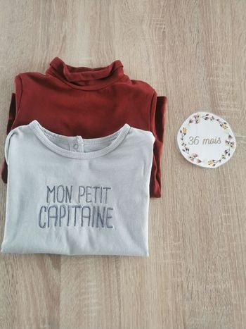 Lot de 2 t-shirt manches longues bébé garçon 36mois kiabi et vertbaudet tbe