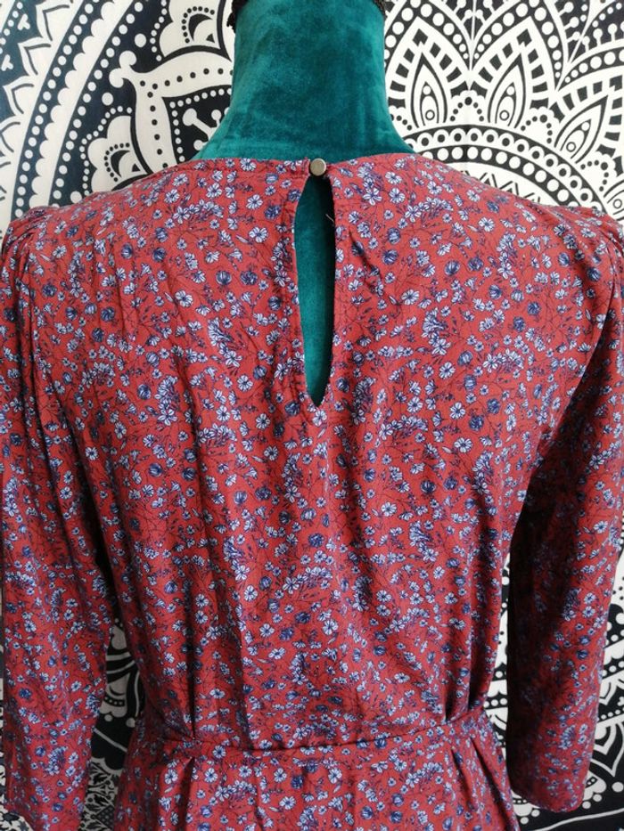 Robe bordeaux manches longues motifs fleuris avec ceinture / bonobo / (S) - photo numéro 7