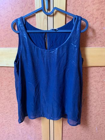 Haut habillé bleu marine reflet pailleté taille M Phildar