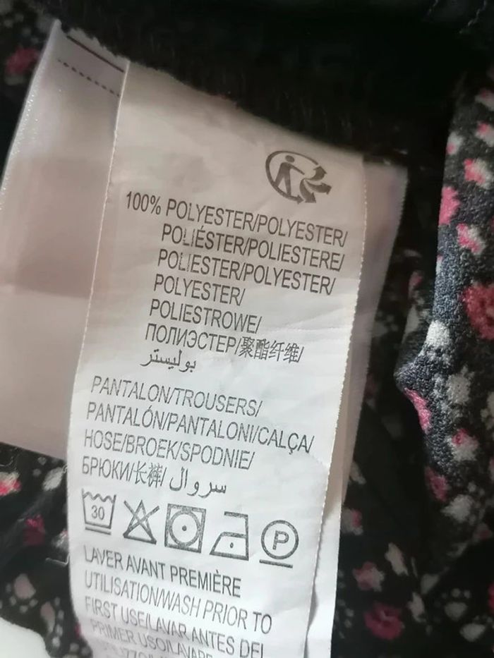 Pantalon polyester noir fleuri 36 Kiabi - photo numéro 6