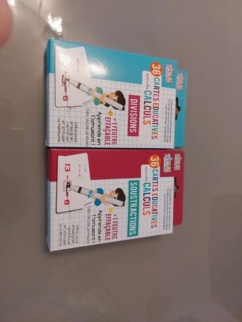 Cartes éducatives calculs divisions et soustractions