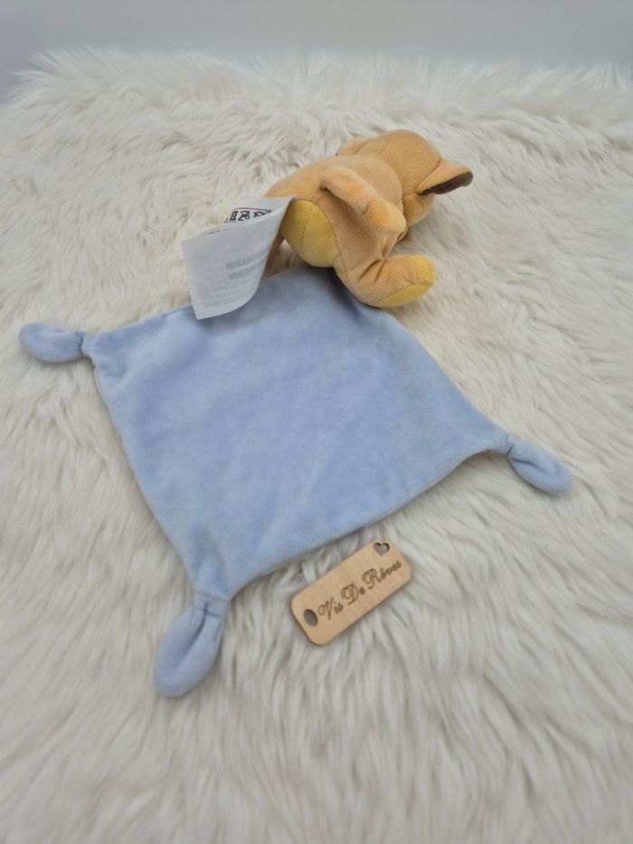 Doudou mouchoir Simba Le Roi Lion Disney feuille plume bleu clair - photo numéro 5