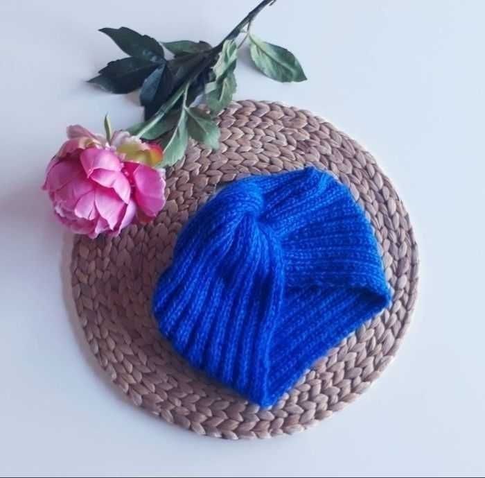 Bonnet turban mohair et laine petite fille