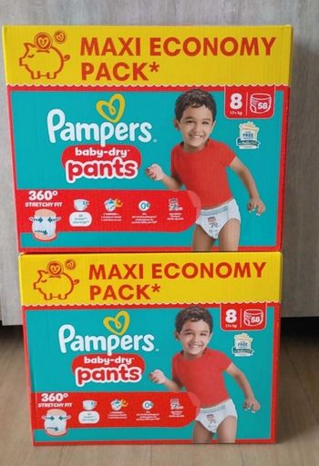 2 cartons de couches pampers pants taille 8