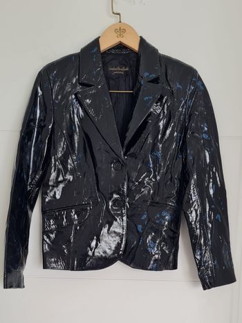 Veste blazer en cuir vernis