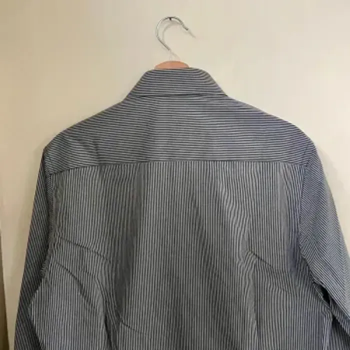 Chemise homme L rayée noire et blanche coupe slim fit, manches longues col classique V031 - photo numéro 6