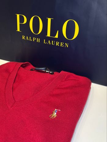 Pull Ralph Lauren Neuf Rouge/Bordeaux Logo Coloré - Taille M/38