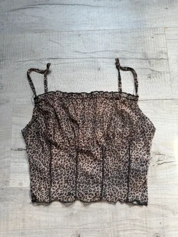 Débardeur crop top léopard transparent – Taille XS