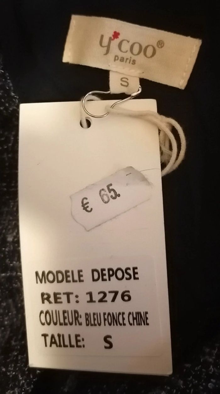 Robe type jean motif tweed volant bleu blanc taille S Y'Coo - photo numéro 12