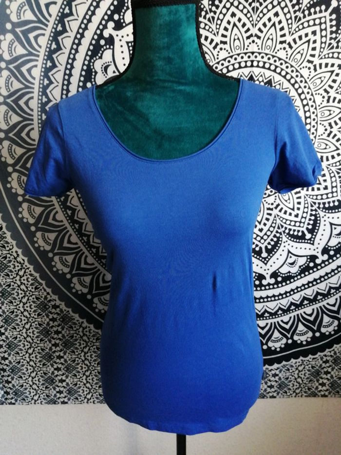Tee-shirt bleu électrique imprimé cerises dans le dos / le temps des cerises / (XS) - photo numéro 2