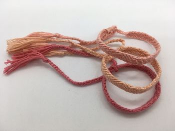 Bracelets X3 femme corde laine rose corail abricot Adopt