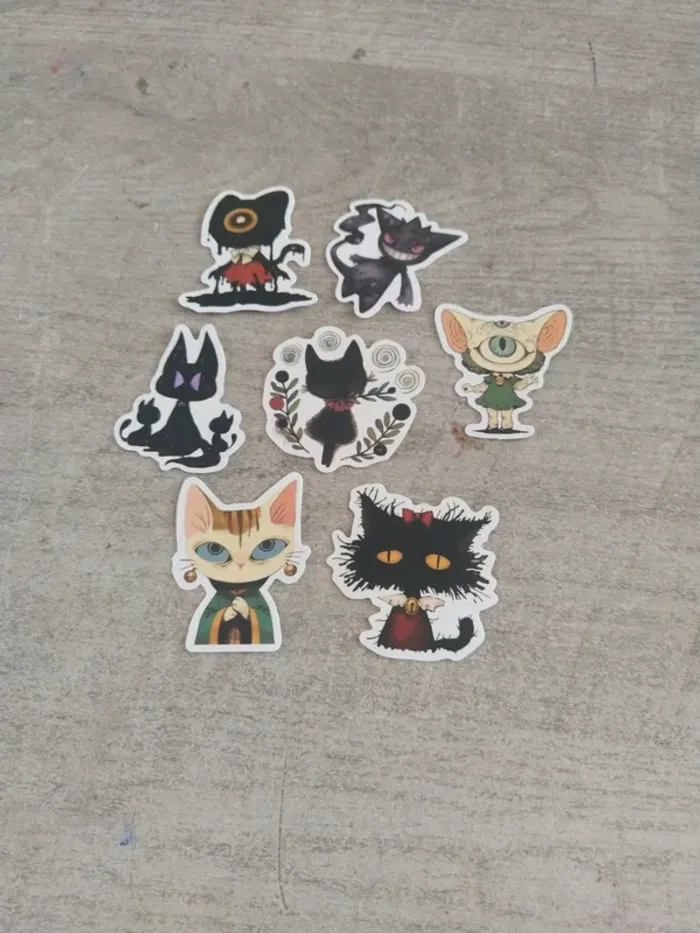 Lot d'autocollants motif chat (lot D)