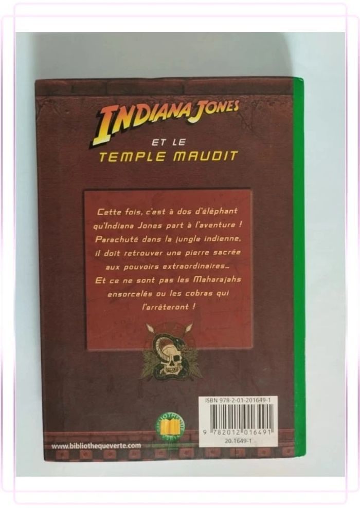 📖 Livre : Indiana Jones Tome 2 - Indiana Jones Et Le Temple Maudit - Bibilothèque verte 📖 - photo numéro 3
