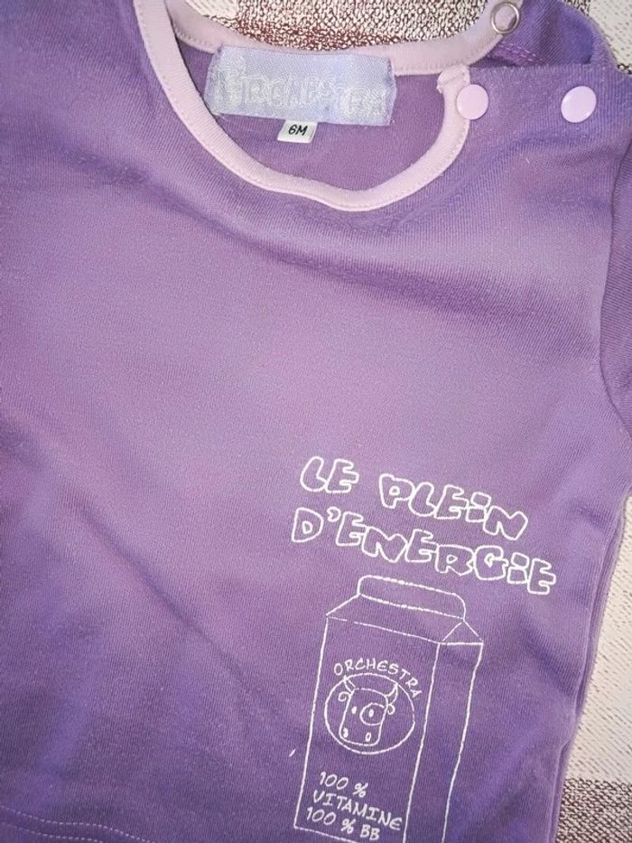 Tee shirt manches longues violet 6 mois - photo numéro 2