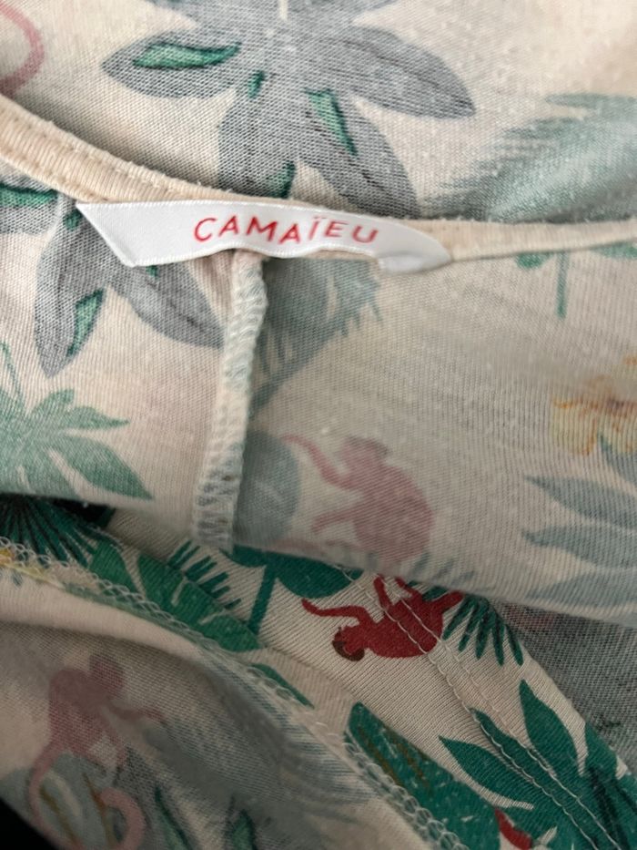 Débardeur imprimé tropical blanc et vert Camaïeu - photo numéro 2