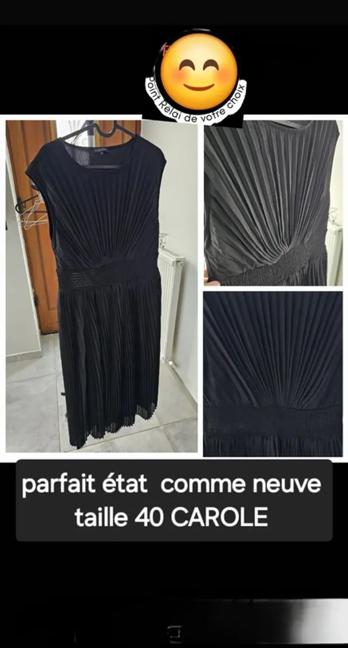 Robe noir femme t 40 Carroll ( élégant ,chic ) comme neuve