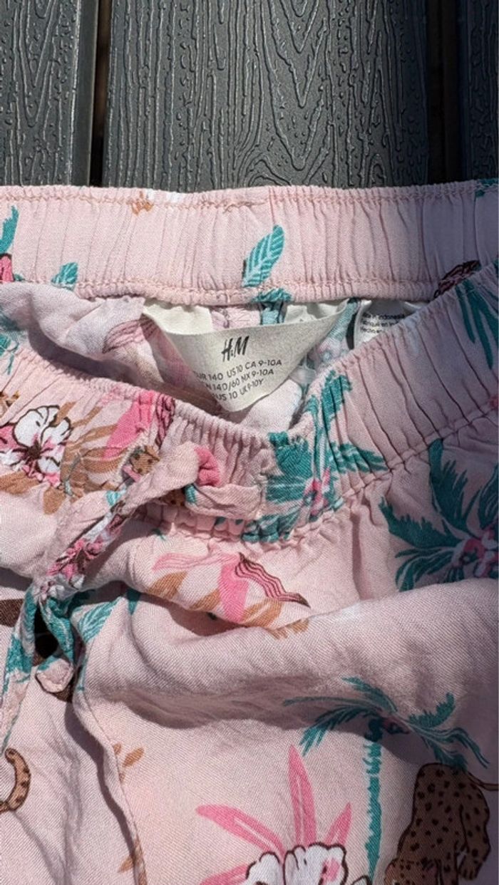 Pantalon sarouel rose à motifs H&M fille taille 9/10 ans - photo numéro 2