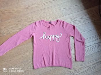 Pull rose fille "happy", Kiabi, taille 8 ans