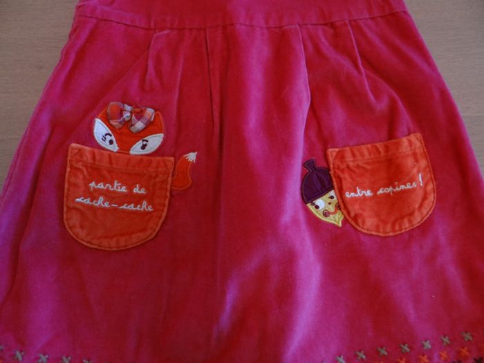 Robe velours DPAM, bébé fille, taille 6 mois, rose - photo numéro 3