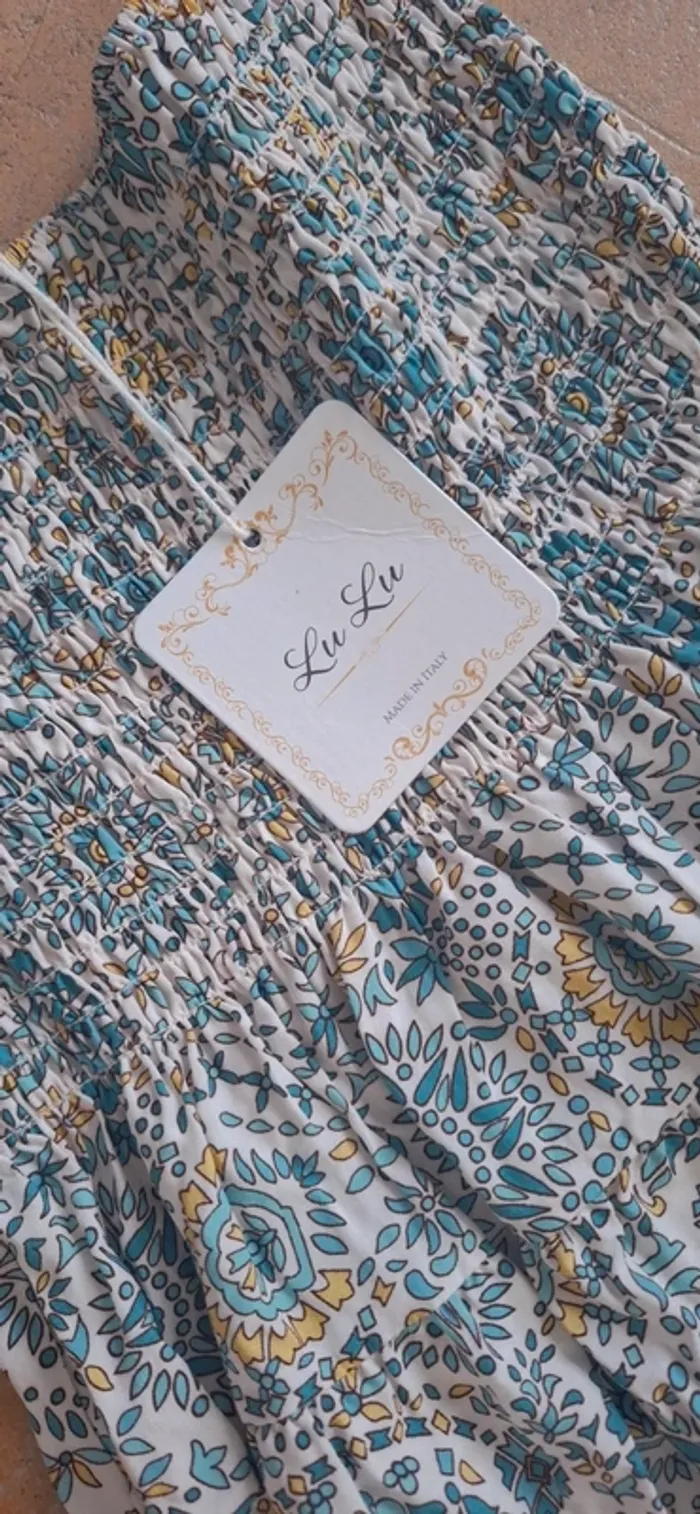 🌿 Jupe bohème ethnic motifs bleu/jaune fluide – Taille unique - Neuve 🌸 - photo numéro 3