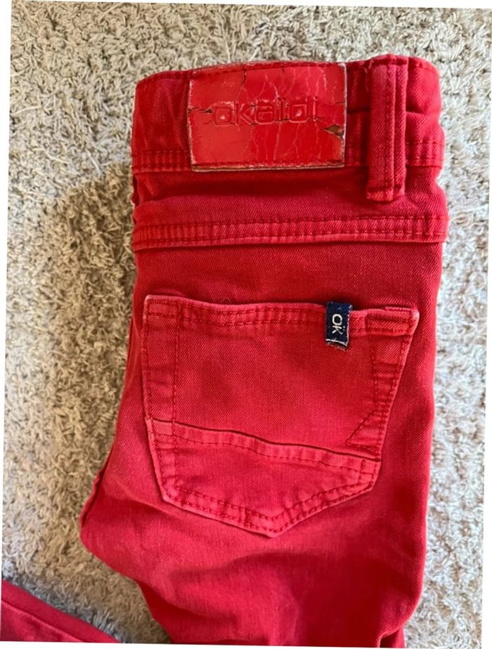 Pantalon rouge skinny Okaïdi taille 3 ans - photo numéro 2