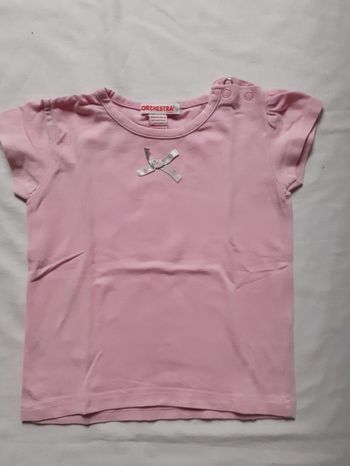 Tee-shirt rose petit nœud gris