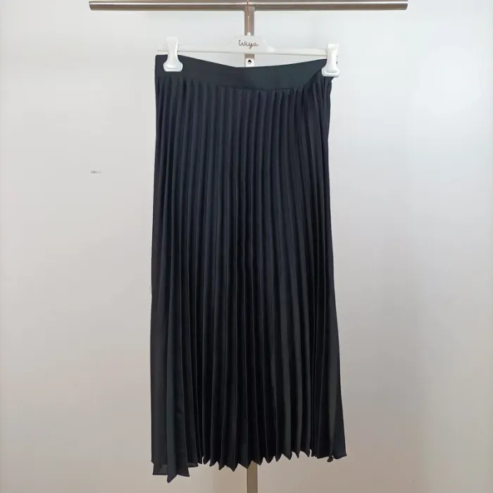 Jupe midi plissée noire satinée – Elenza by LaL – Taille L A738