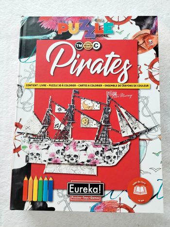 Pirates "puzzle 3D à colorier, crayon et livre"
