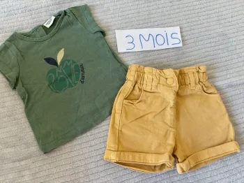 Très bel ensemble short et t-shirt manche courte
