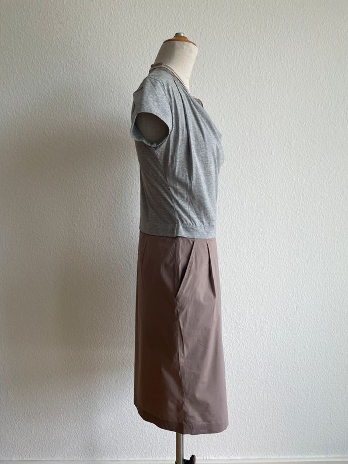 Robe bi-matière taupe Fabiana Filippi - photo numéro 5