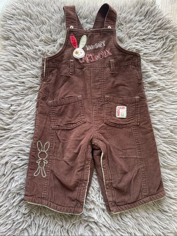 Salopette velours chaude lapin - 6 mois