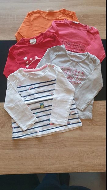 Lot de 5 tee-shirts manches longues 18 mois et 86 cm